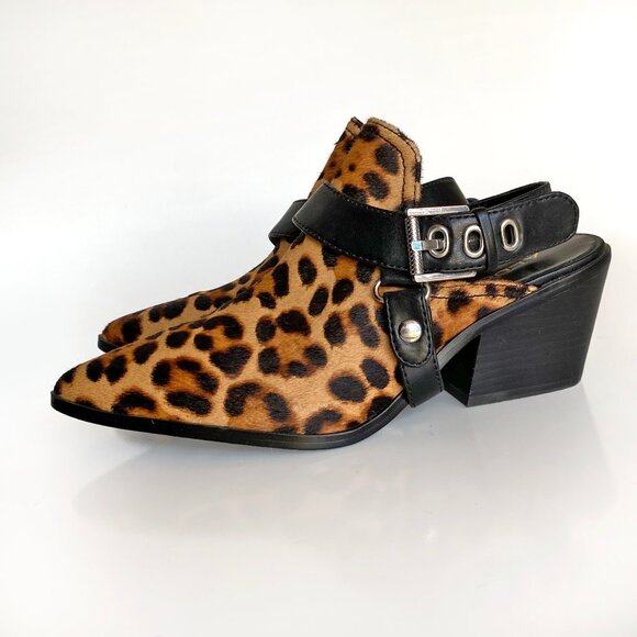 Aldo Animal Print Real Fur Pointed Toe Ankle Slingback Booties Sz 8.5 - Picture 1 of 9